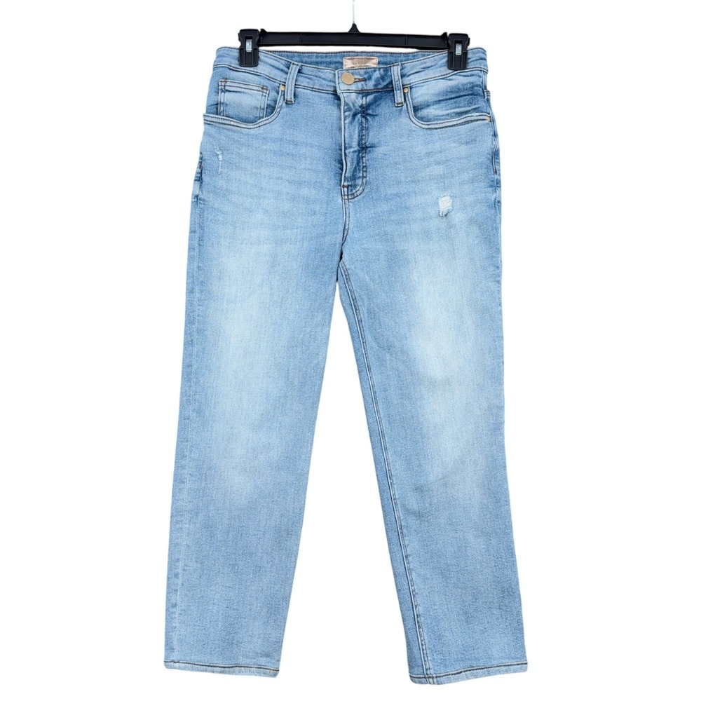 Kut from the Kloth Rachael Fab Ab Mom Jean Women 10 Cotton Blend Light Wash Blue